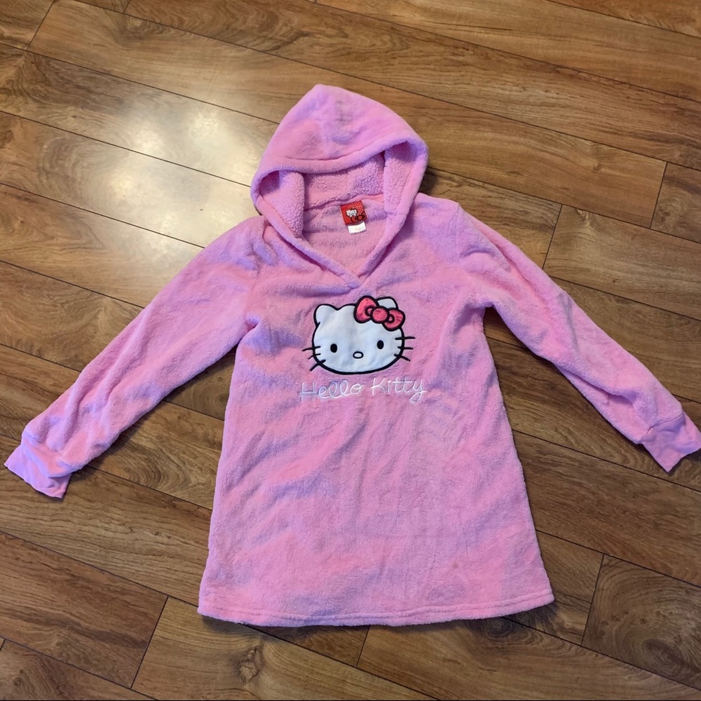 HELLO KITTY FLEECE PINK PULLOVER LOUNGE HOODIE MED
